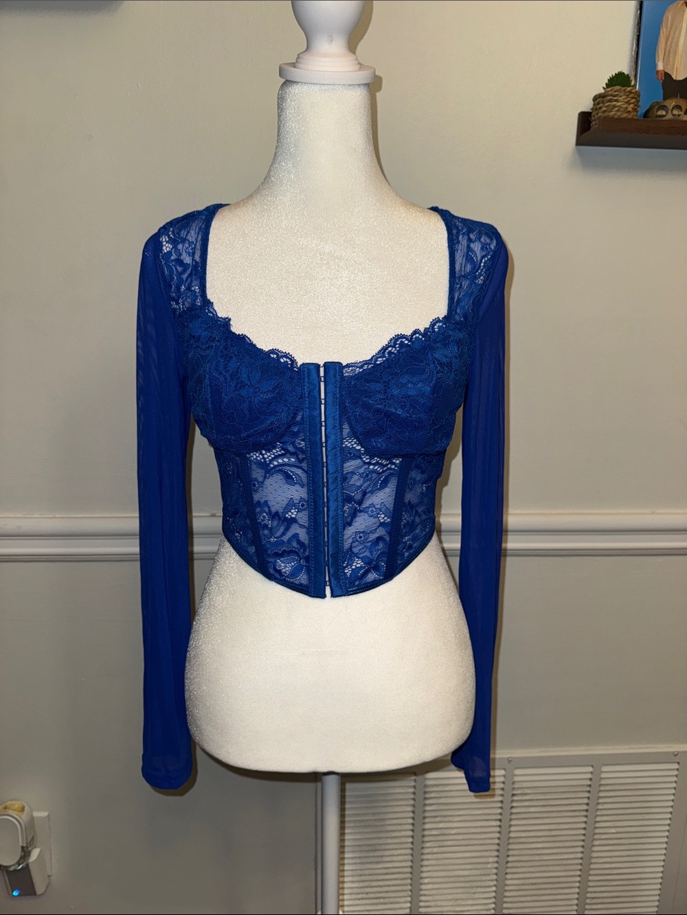 Chic Royal Blue Lace Women's Corset Top